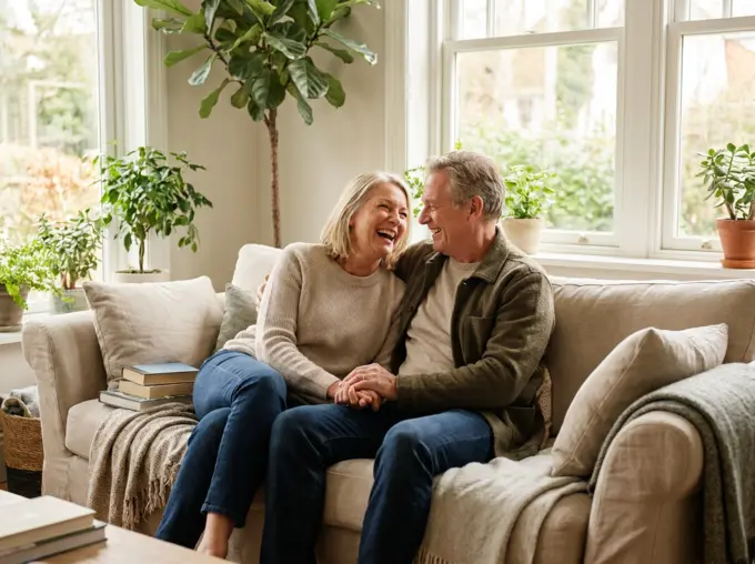 Relaxed couple in Elsmere enjoying time together